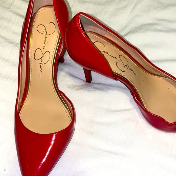 Jessica Simpson Shoes - NWT Jessica Simpson Pointed Toe Patent Leather Red Heels